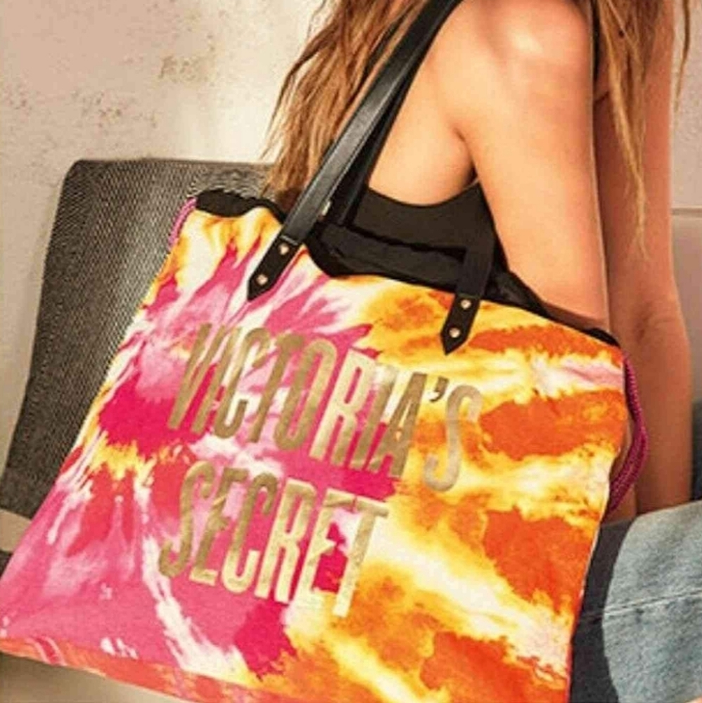 NWT Victoria's Secret Tie Dye Canvas Tote Bag - Picture 2 of 5